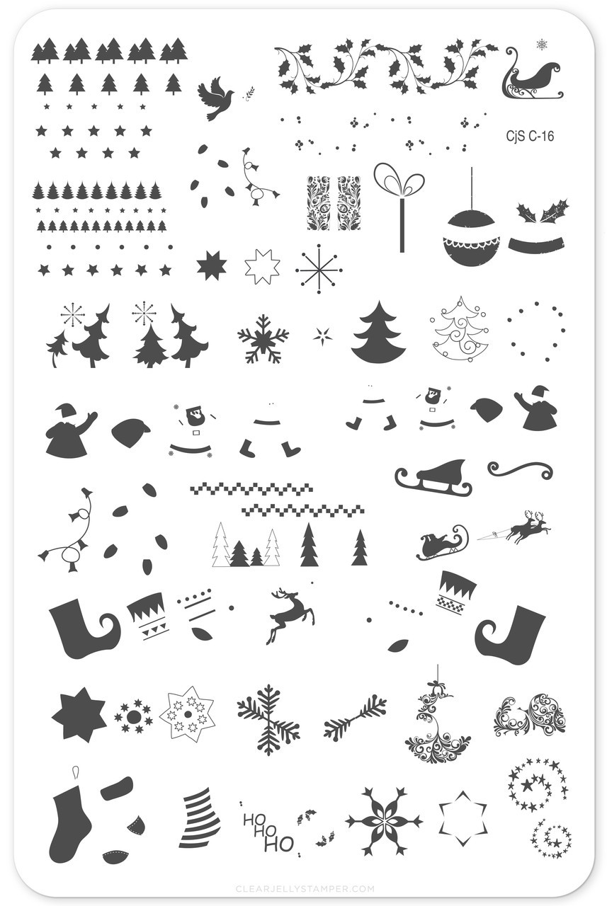 CJS Cjs C-16 Clear Jelly Stamper Nail Stamp Plate All The Trimmings Christmas