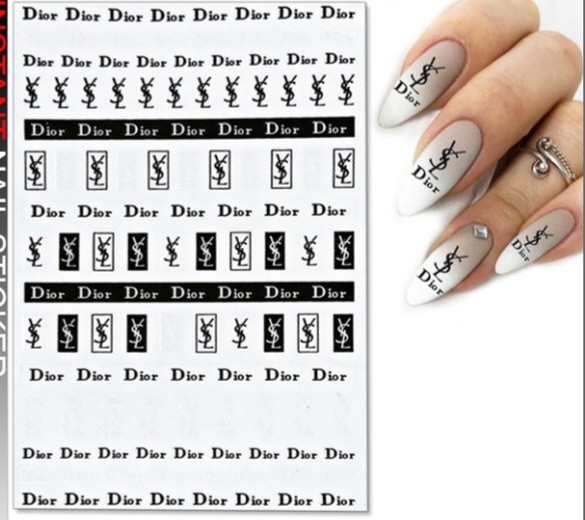 NWT NAIL ART DESIGN SELF-SEAL STICKERS SOLID BLACK & WHITE N°37!