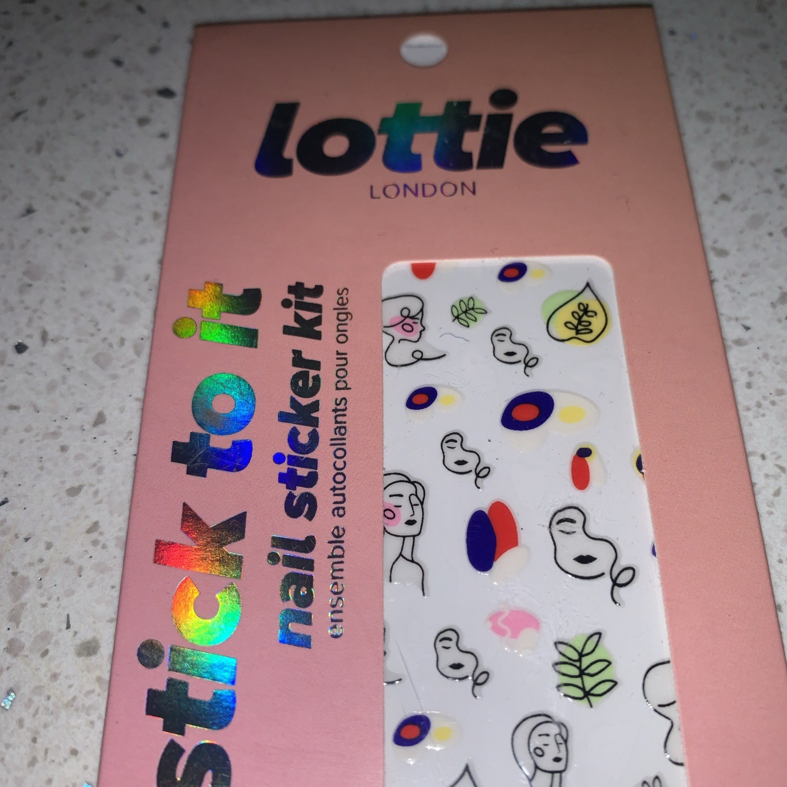 Nail Stickers Lottie London Stick To It – Abstract Faces Leaves Red Green Black