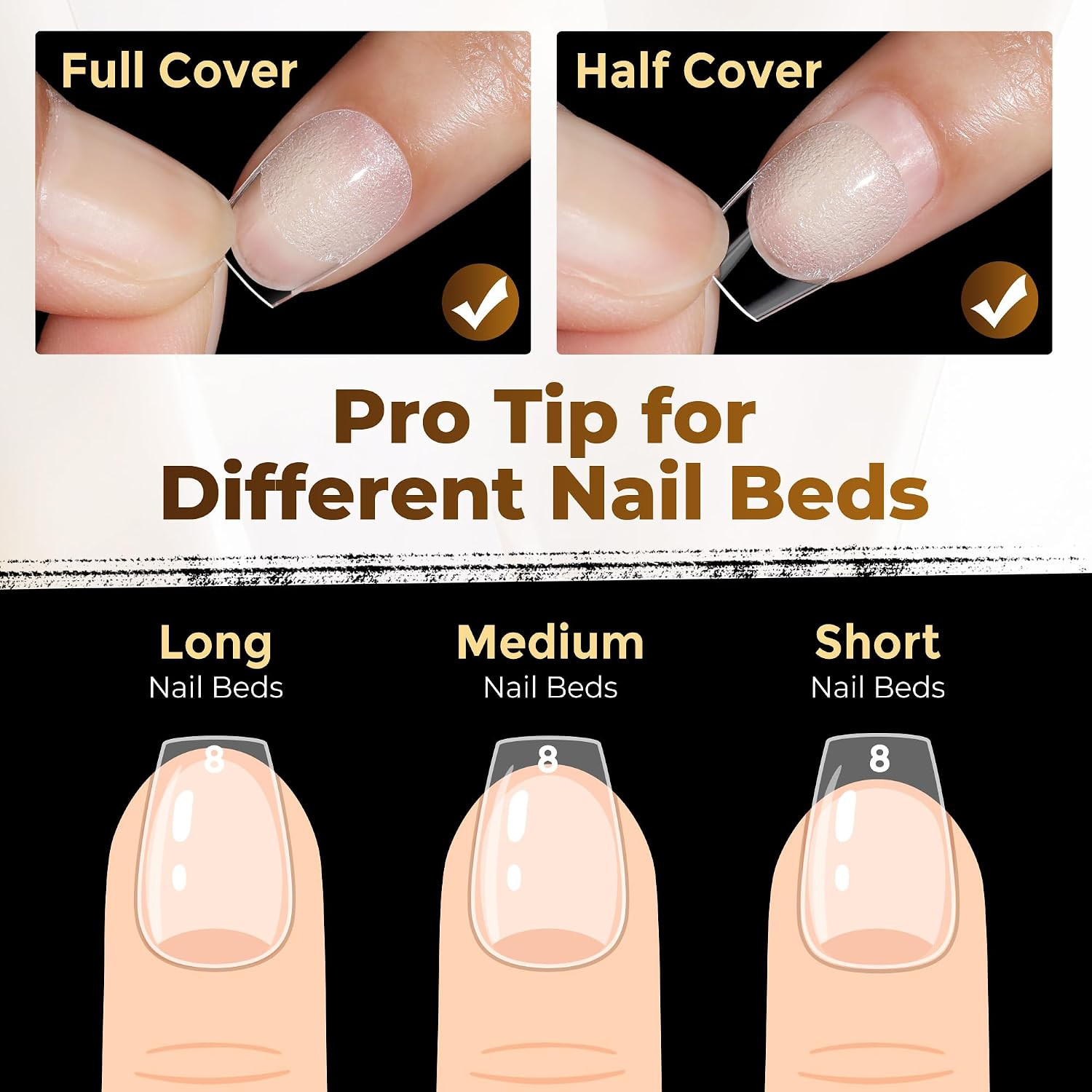 Extra Short Coffin Nail Tips 504PCS Pre-Etched Gel Tips | XS Short Nails 12 Size