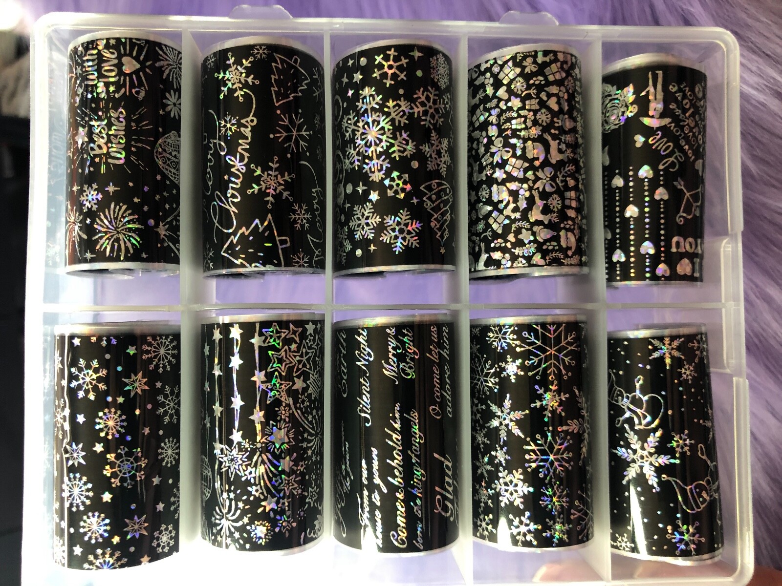 Nail Foil Transfer Decals – New – Black Winter Print – Transfer Foils