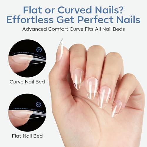 Short Almond Nail Tips, 360pcs Pre-etched Clear Soft Press On A1-Short Almond