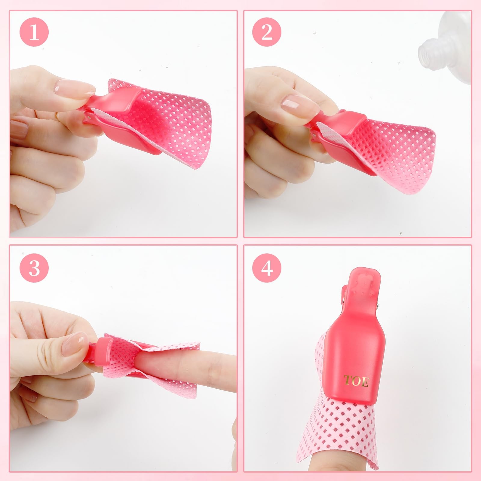 BQAN Lint Free Nail Wipes, 600PCS Polish Remover Pads Pink For pink-600P