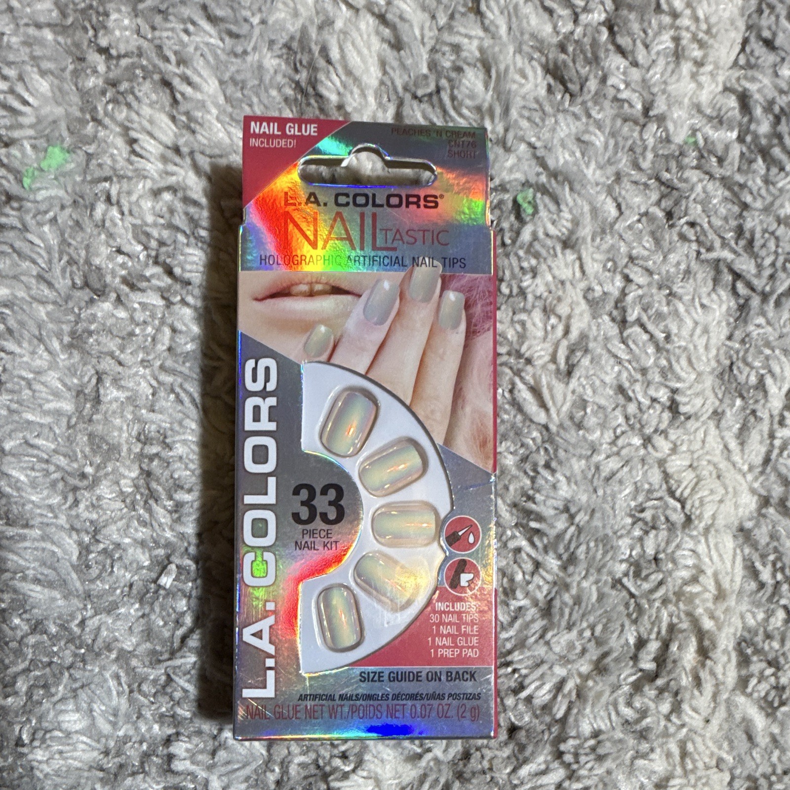 Glamify & L.A. Colors Press-On Nails 3pc French Holographic Glitter Glue