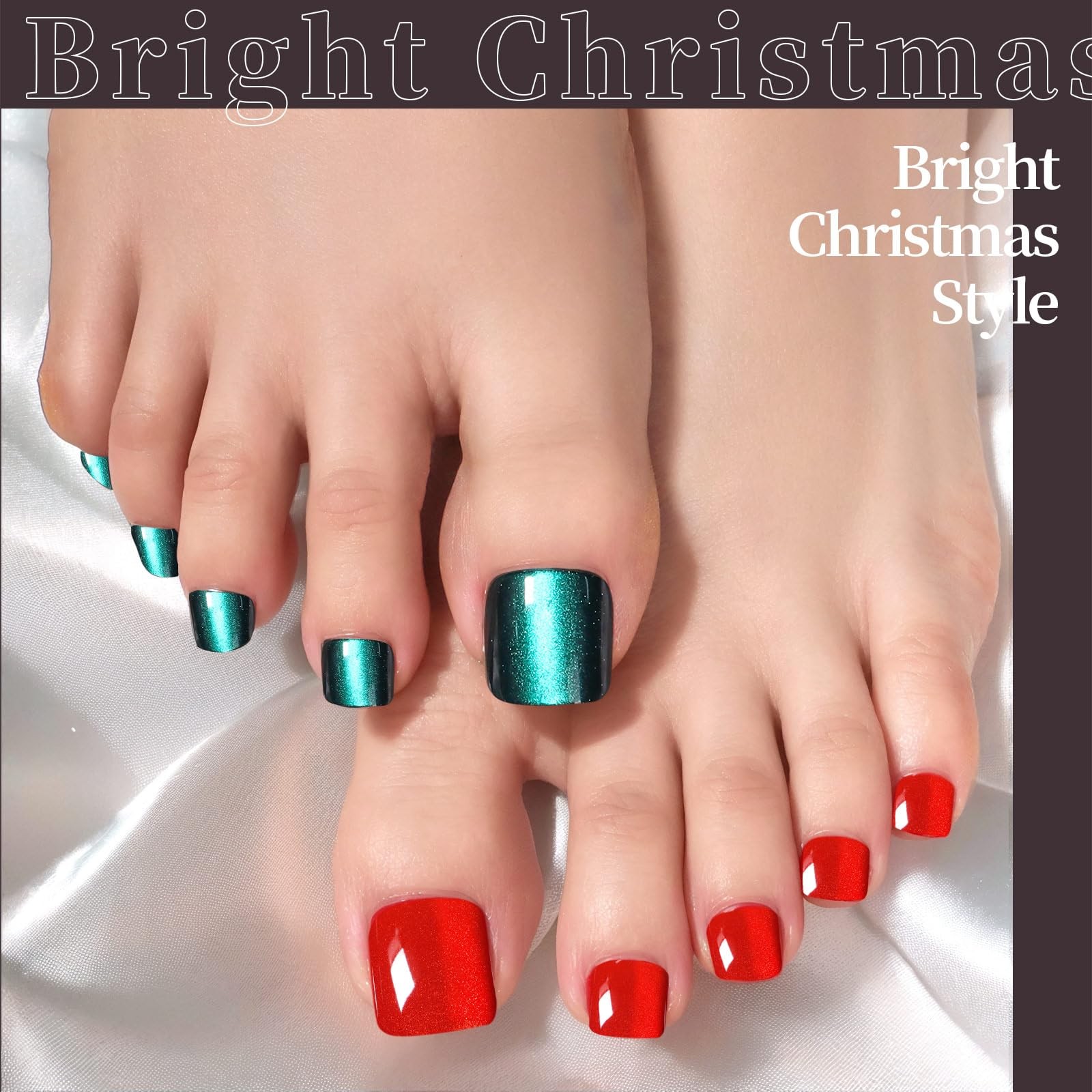 FANDAMEI Press on Toenails, 6 01-11, Hot Pink/Dark Blue/Gold/Green/Red/Purple