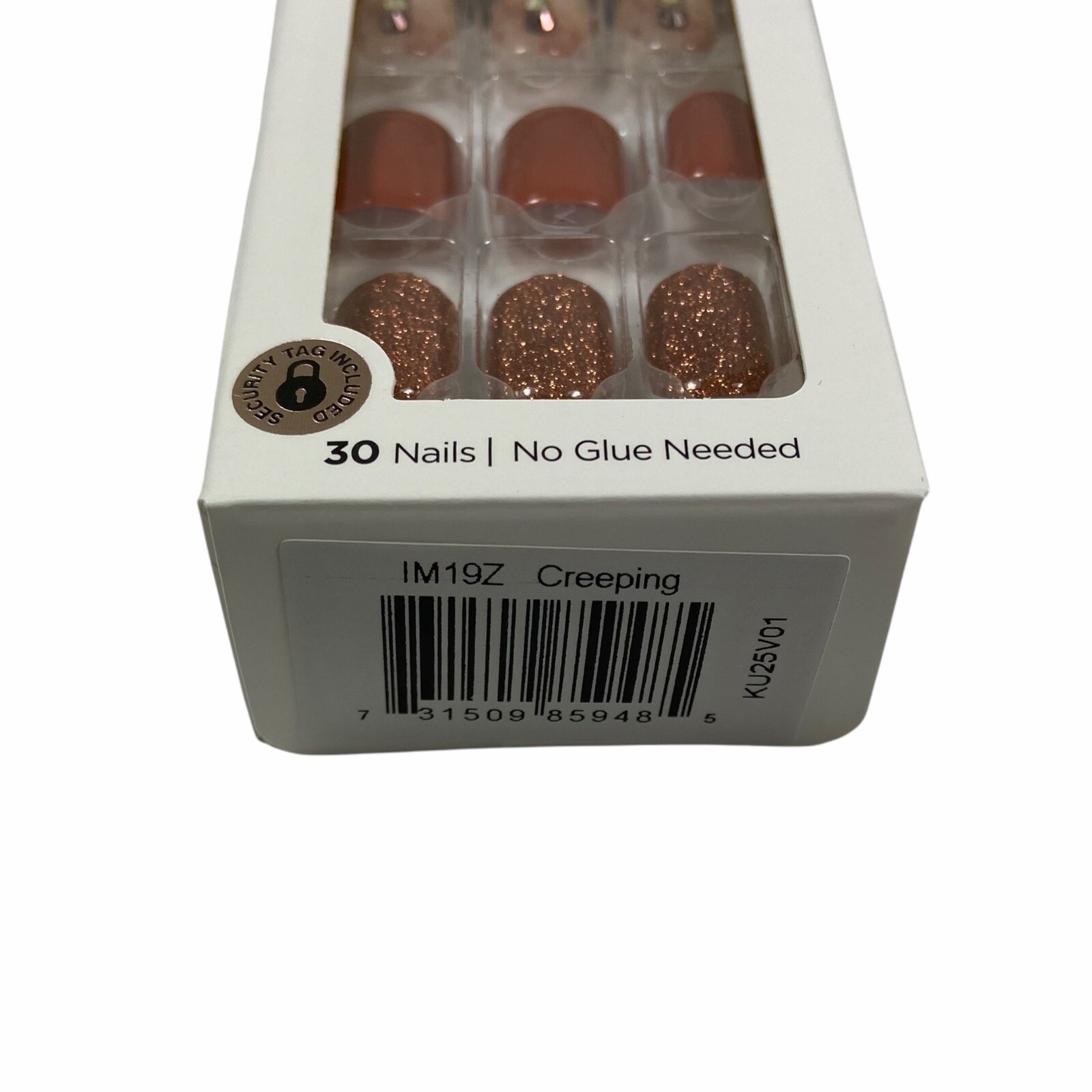 NEW Kiss Nails Impress Press On Manicure Short Gel Burnt Orange Marble Glitter