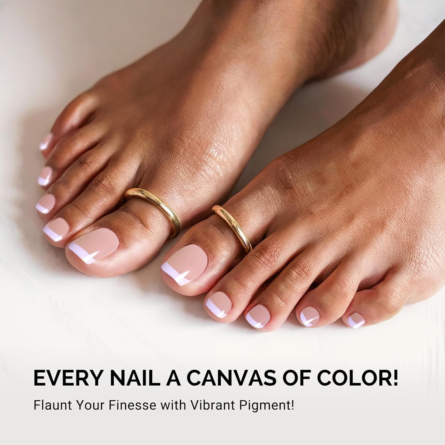 32Pcs Semi Cured Gel Toe Nail Strips (White French Tips), Pedicure Stickers f…