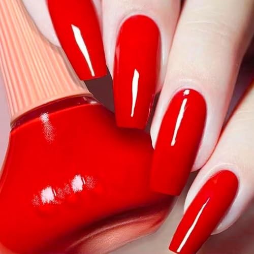 Red Nail Polish, 12ml Classical Red Quick Dry Nail Lacquer for Nail Art