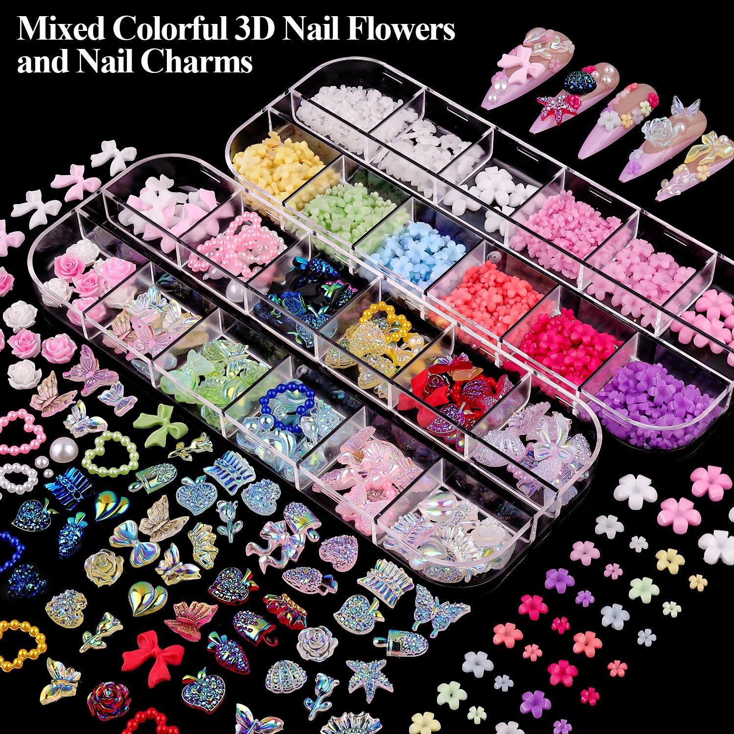Colorful Nail Rhinestones Caviar Beads Charms Pearls Nail Decorations Jewels