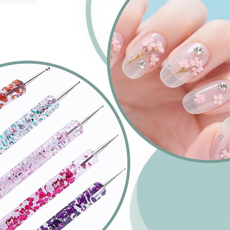 12PCS Nail Art Tool Set, Double-End Dotting Pens & Painting Brushes