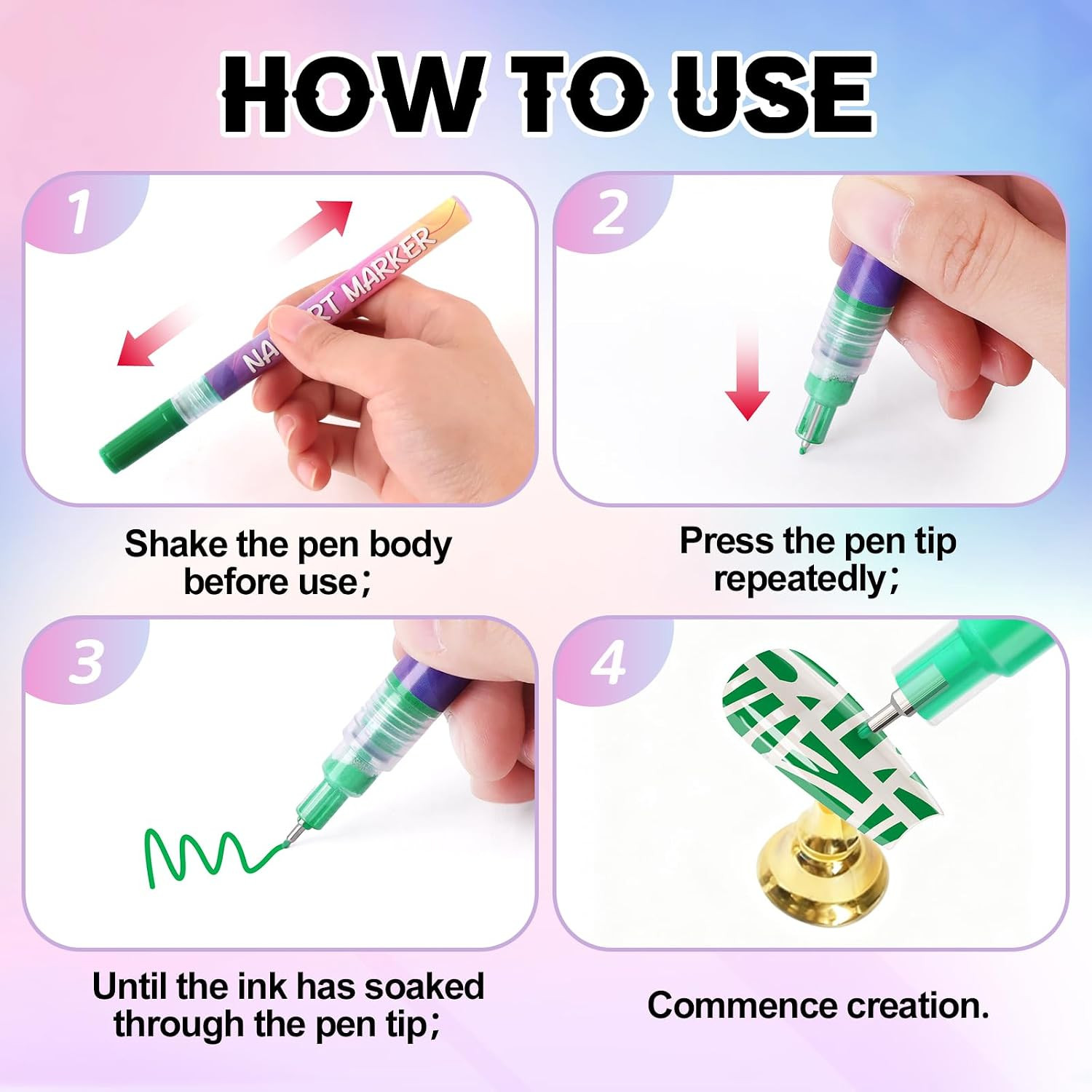 12 Color Nail Art Pens Set, Nail Polish Pens 0.5MM Fine Tip Acrylic Paint Pen Na
