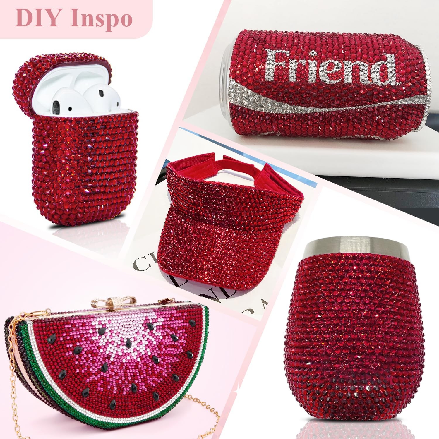 1440pcs Siam Crystals Glass Rhinestones FlatBack Glitter Gems for 3D Nails Decor