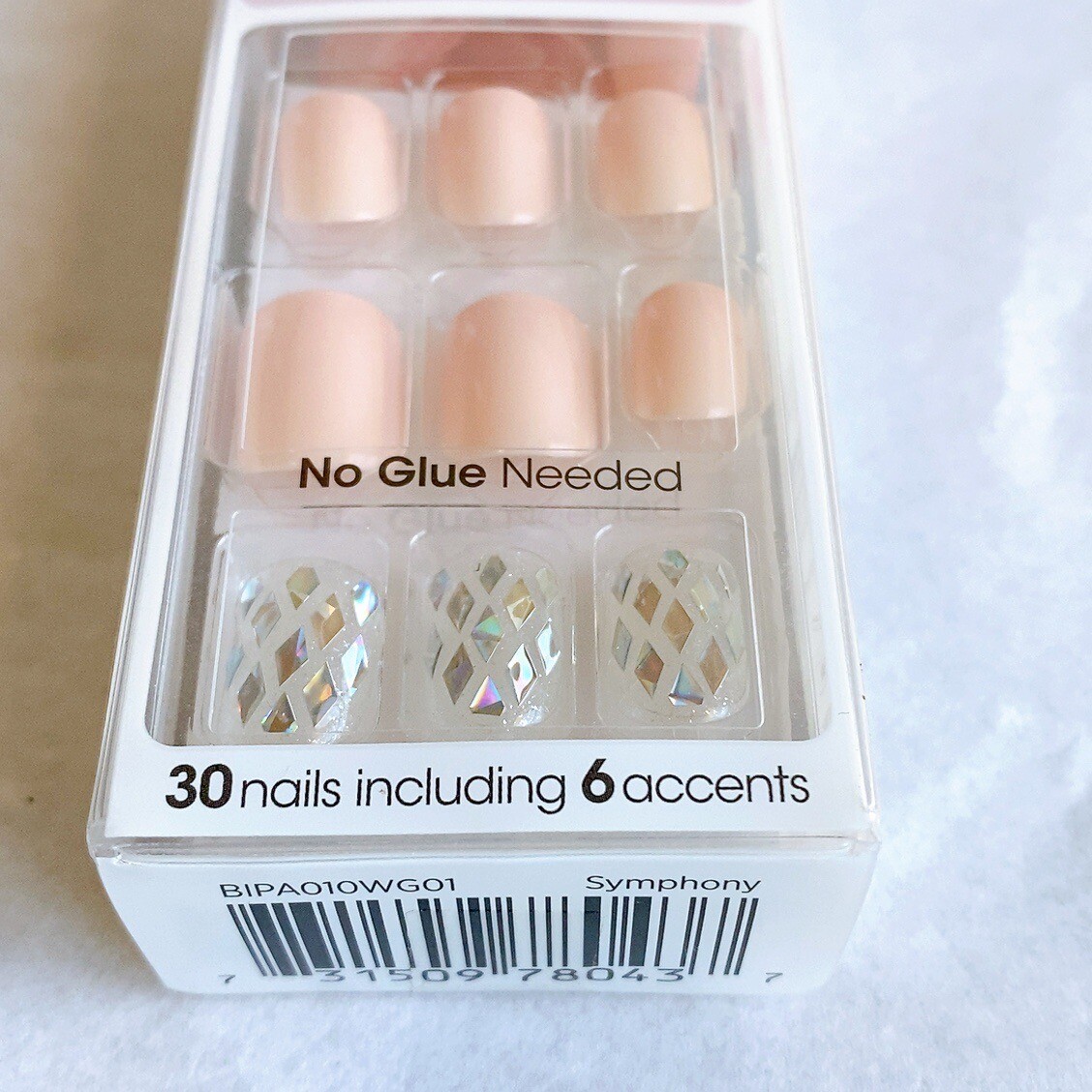 Impress Press On Manicure Nails Squoval Beige Blush Silver Sparkle Neutral