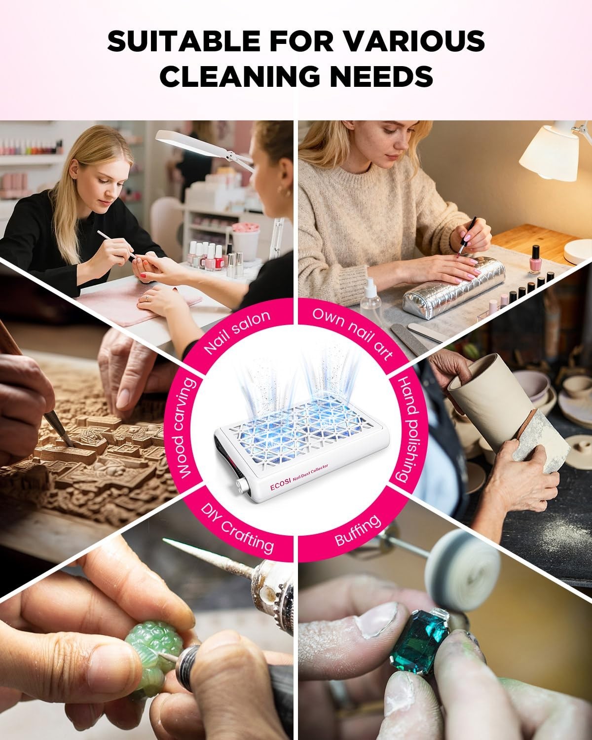 Powerful 8000RPM Nail Dust Extractor with 30 Filter Papers