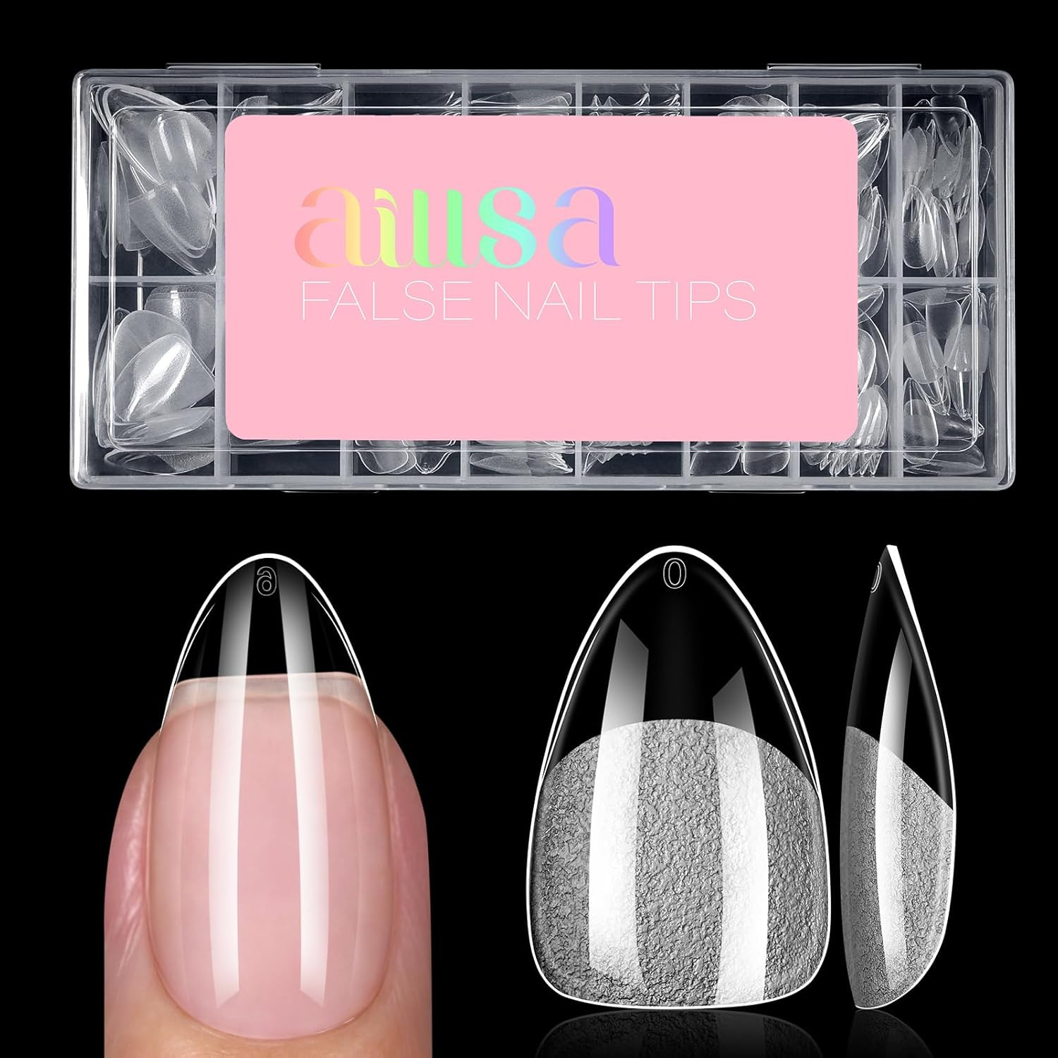 Short Almond Nail Tips – 15 Sizes 120Pcs Half Matte False Nail Tips Pre-Shaped S