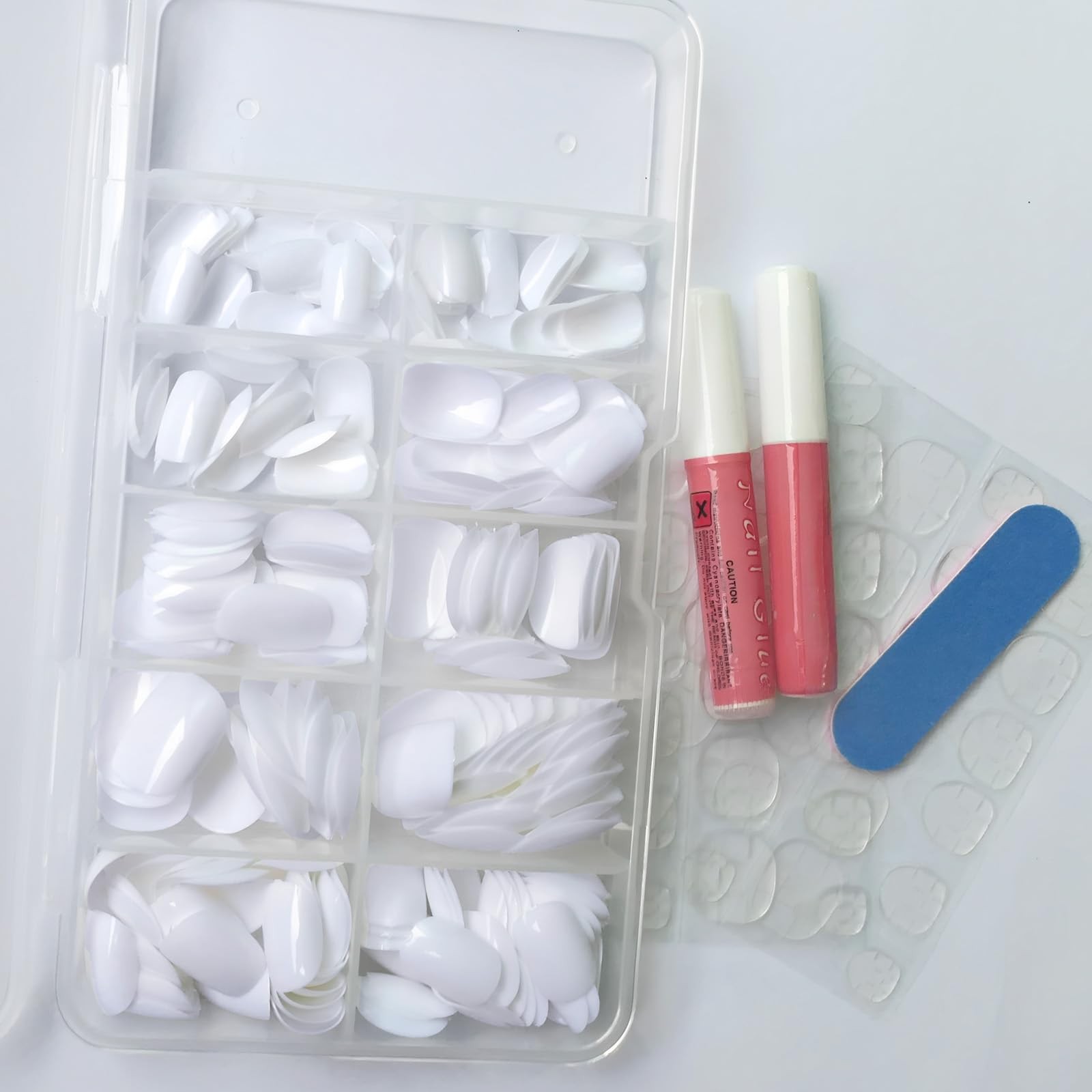 240pcs Press on Nails Short Glossy White Fake Nails Short Square Full Cover A…