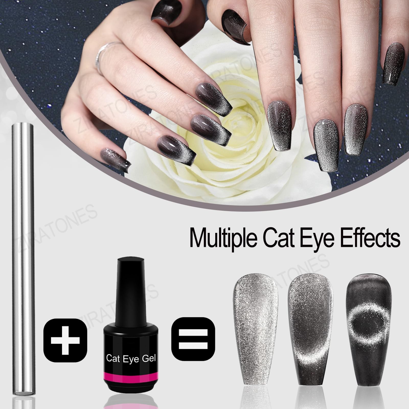 Cat Eye Magnet for Nails, 5.9inch Super Long Double-head Nail Polish Magnet P…