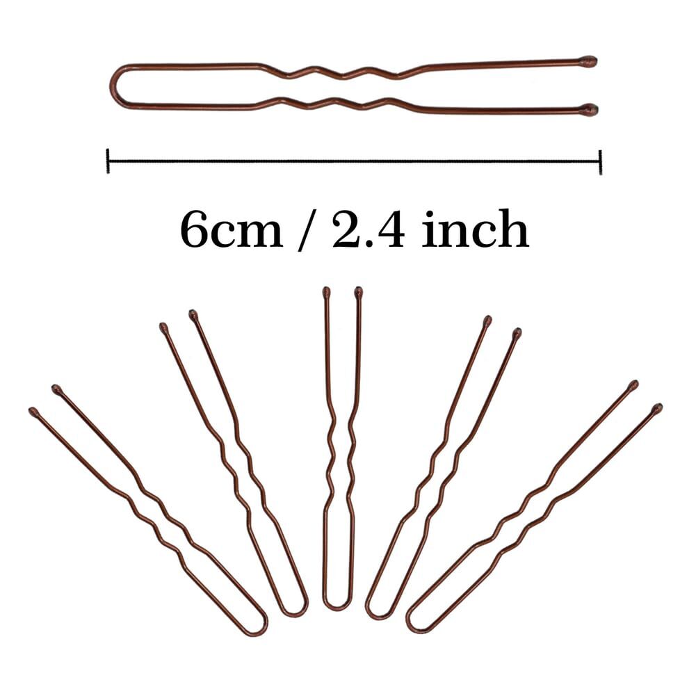 330 Count U Shaped Hair Pins Brown, YINGFENG 2.4inch Brown Bun Brown(2.4Inch)