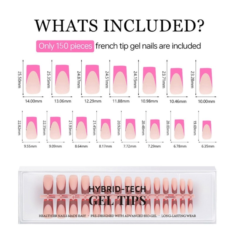 150Pcs French Tip Press On Nail Glossy or Matte Finish Easy Application Nail Art