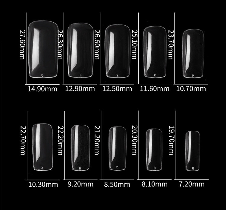 500Pcs French Half Cover Artificial False Square Nails Tips Acrylic UV Gel Clear