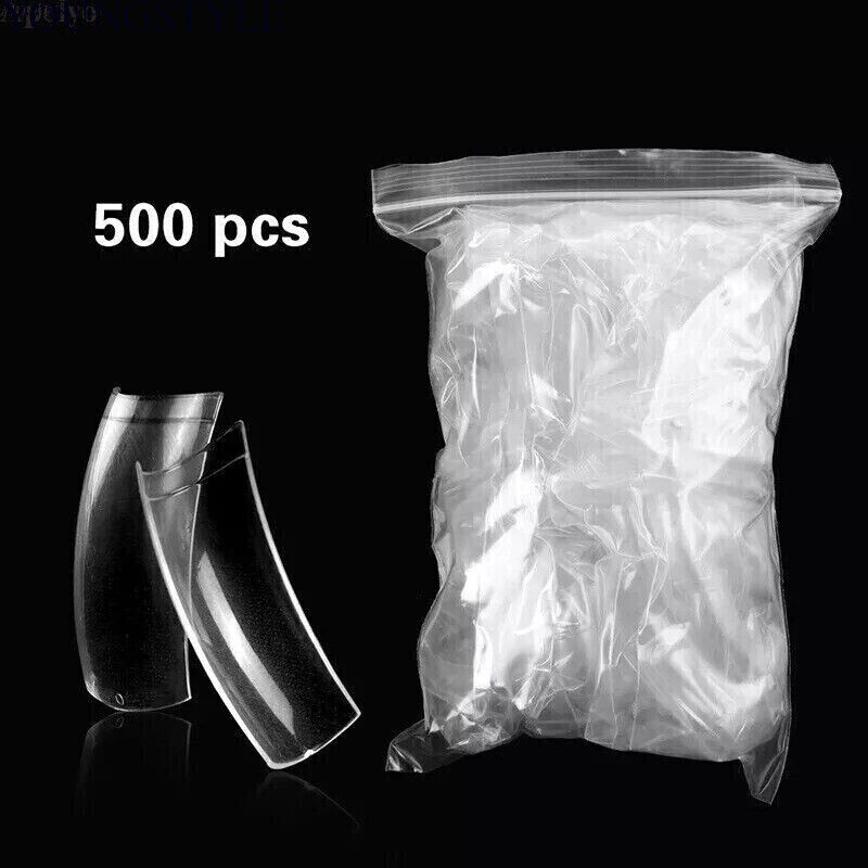 500pcs Curved Hawk Nail Tips – Acrylic Half Cover Nails Manicure Accessories