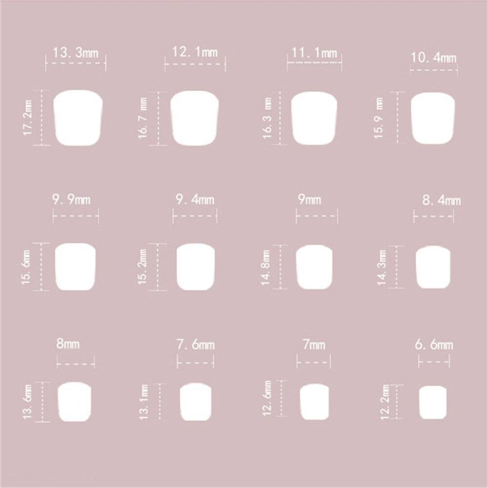 Glossy Pink Color False Nail Short Square Press on Nails for Nail Art 24pcs