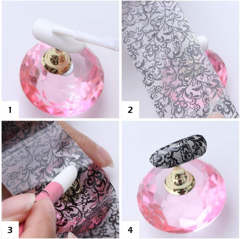 Eco-Friendly 10-Pack Black Lace Nail Foil Transfer Stickers for Creative Nails