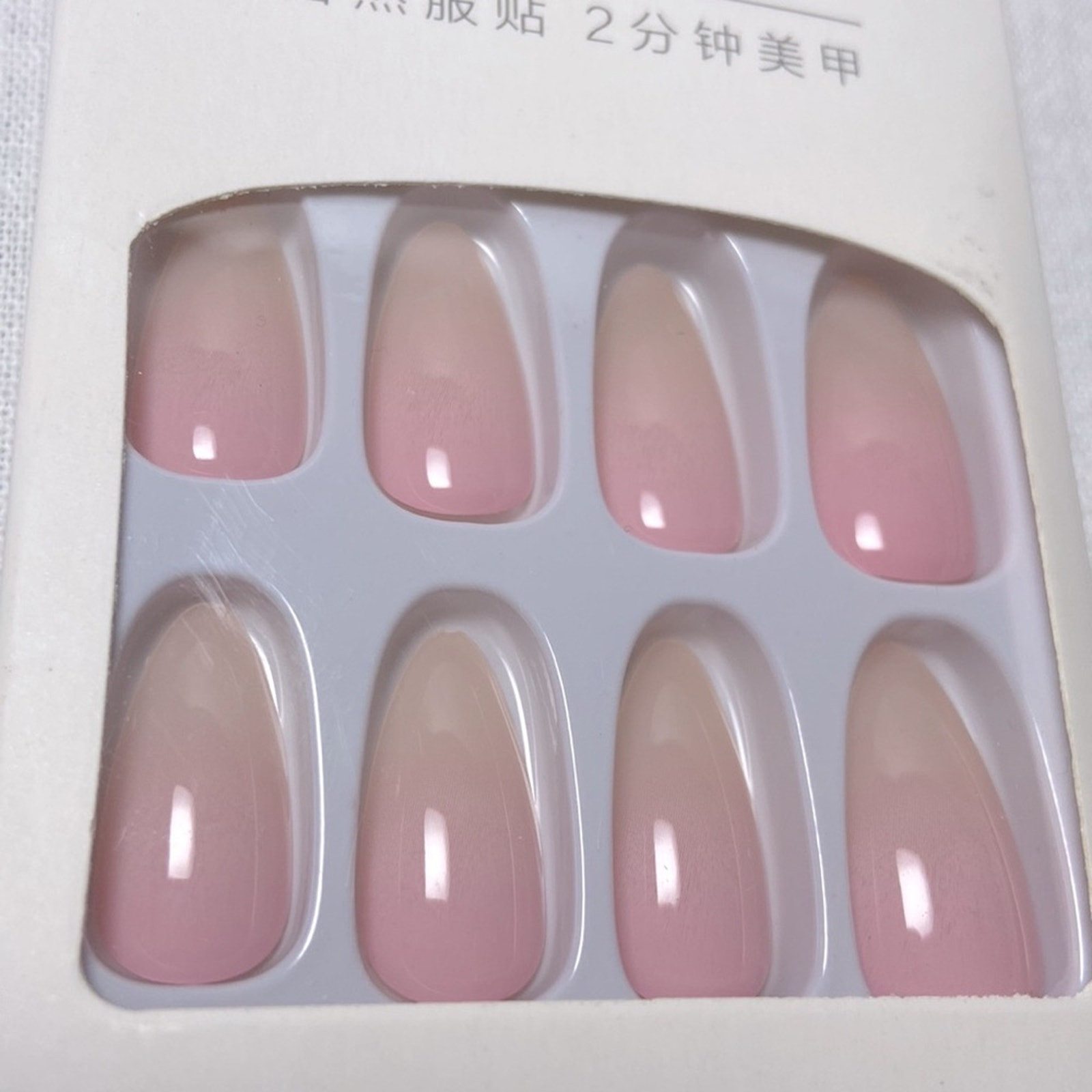 Almond Shape Press On Nails 25 pc Set Medium Length Oval Natural Look with Glue