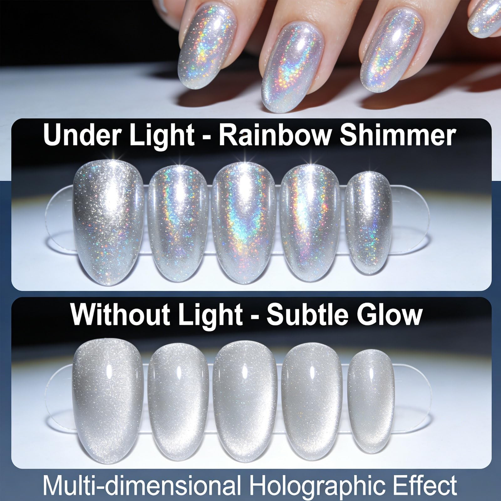 Joyeee Holographic Nail Powder, Mermaid Chrome Nail Art Glitter Magic Shining…