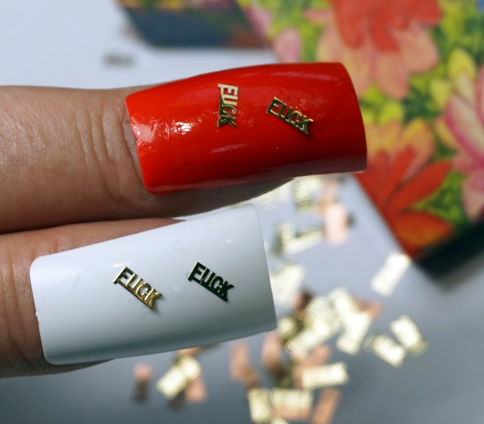 25 GOLD METAL F**K NAIL CHARMS SMALL GIFT IN BOX FOR WOMEN
