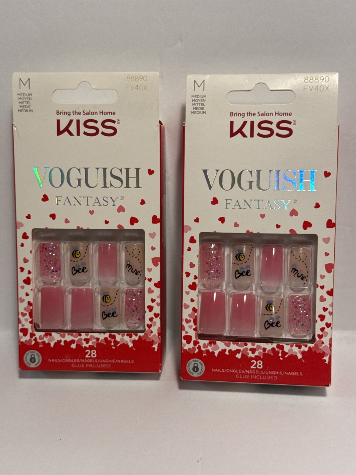 2 KISS Voguish Fantasy Valentine’s Day Fake Nails, ‘Crush’, 28 Count, 👀 My Page