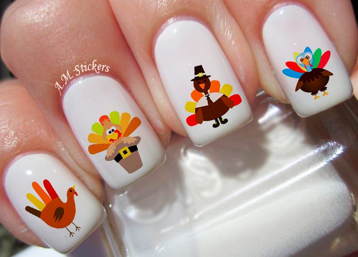 Turkey Thanksgiving Nail Art Stickers Transfers Decals Set of 38 – A1262