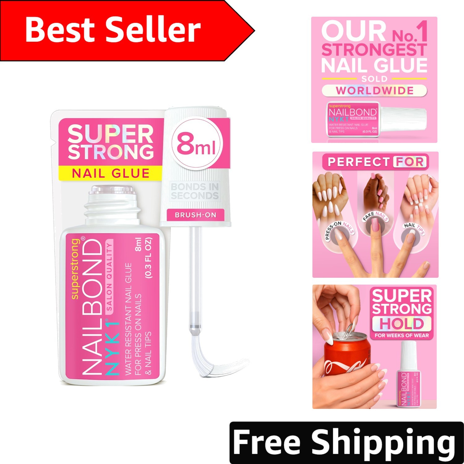 Salon Professional Nail Glue – 8ml Fast Drying for Acrylic Nails & Nail Tips