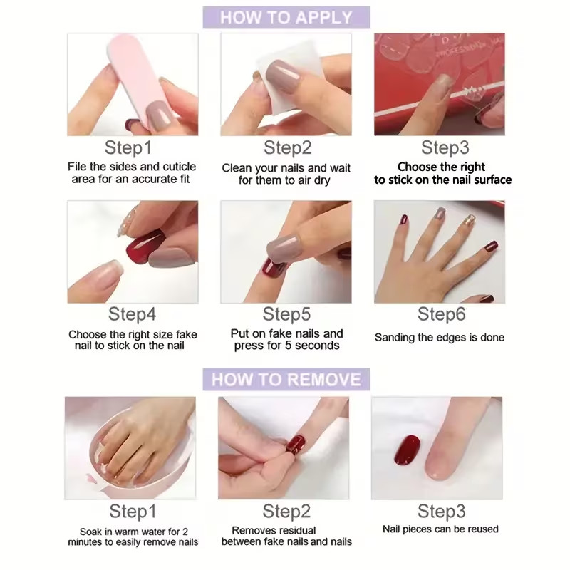 24pcs Square Medium Press-On Nails, Classic White French, Glossy Finish