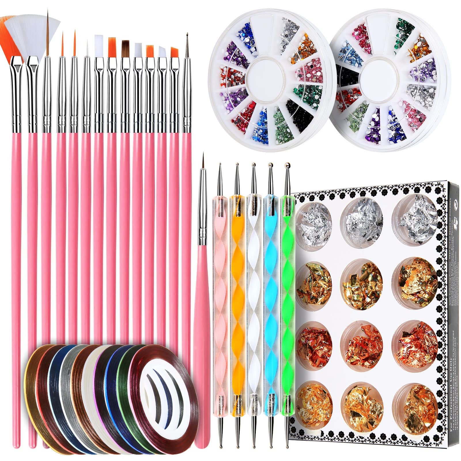Teenitor Nail Pen Designer, Stamp Art Tool with 15pcs 44 Piece Set, Pink