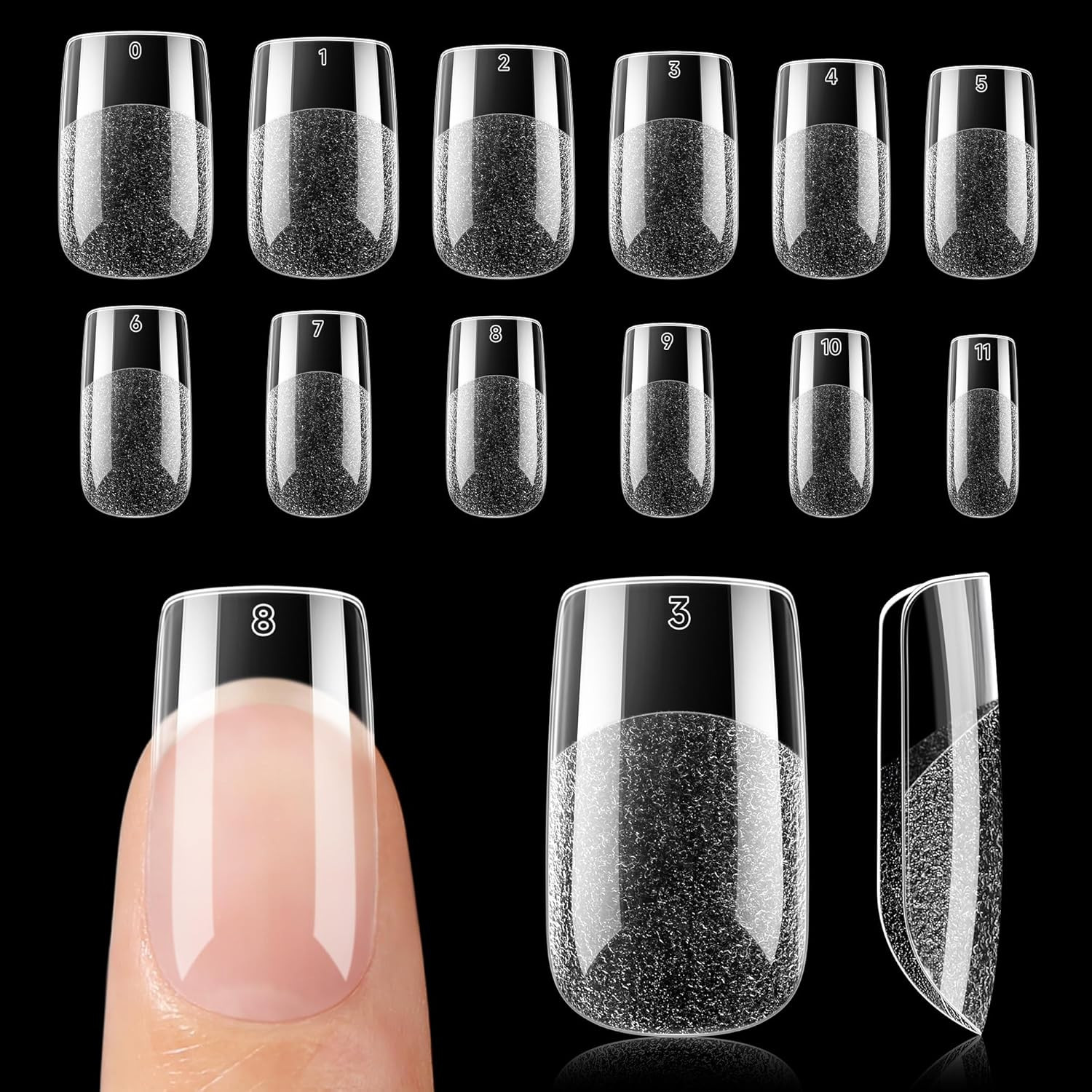 Nail Tips Short Square, Pre-Buff Matte Gel Nails Tips Short Square Nail Tips 120