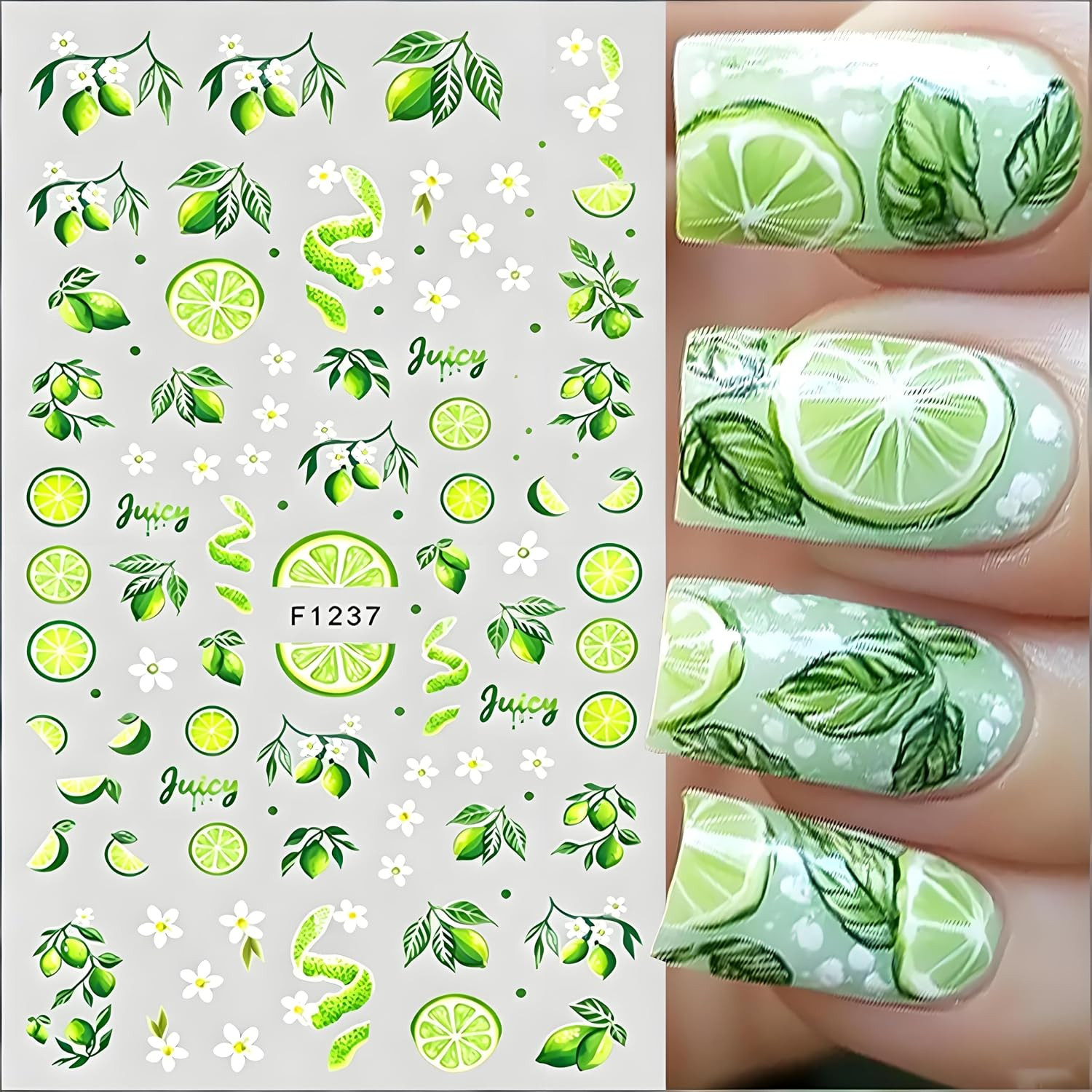 Summer Fruit Nail Art Stickers Strawberry Blueberry Nail Art Decals 3D 6Sheets L