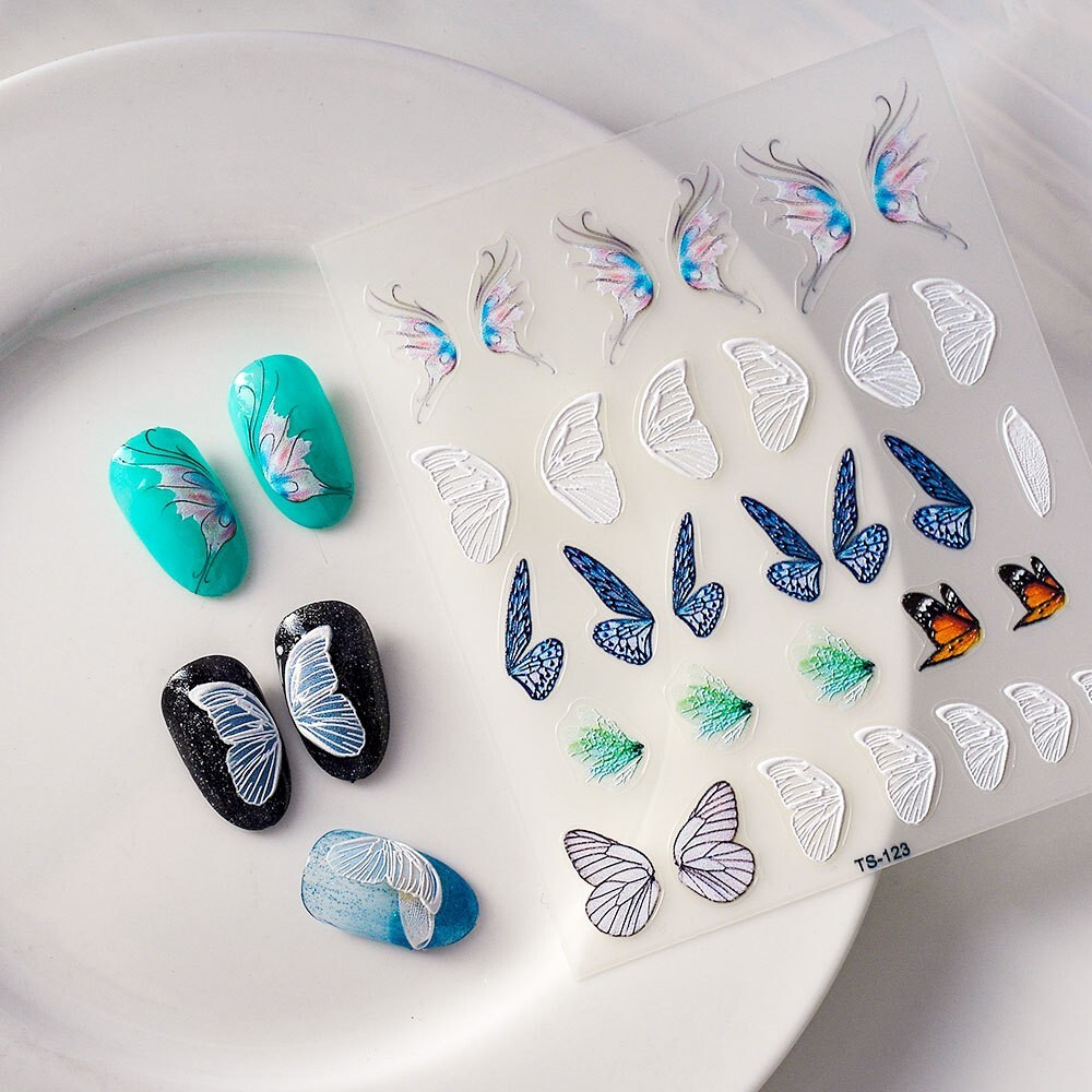 5D Embossed Butterfly Wing Nail Art Stickers Self Adhesive DIY TS123 NH27