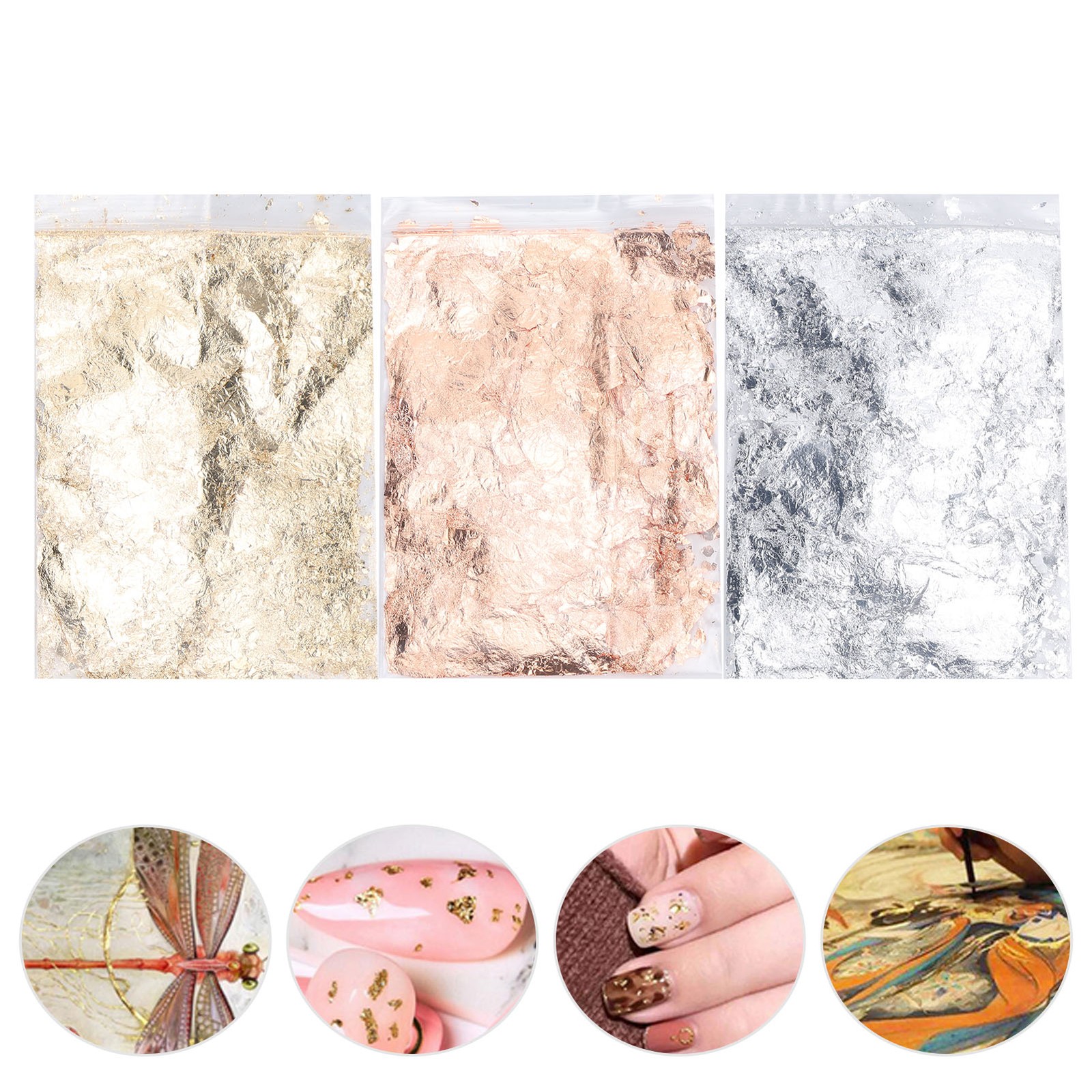1 Set 3 Colors Foil Flakes Gilding Leaf HandMade Painting Resin Jewelry Craft