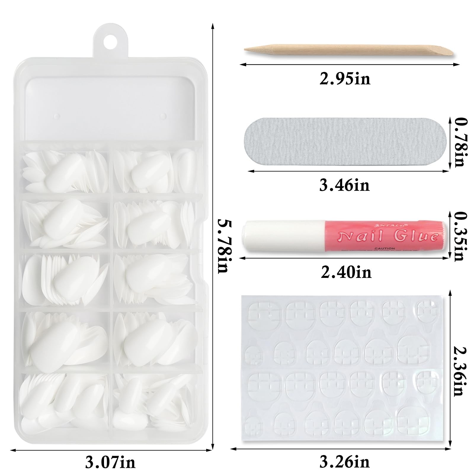 Lifextol Short Press on Nails Almond Fake Nails, 240 Round Almond Press on Na…