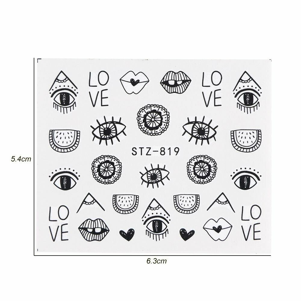 Nail Art Water Decals Stickers Transfers Halloween Tribal Eyes Eye Love NS28