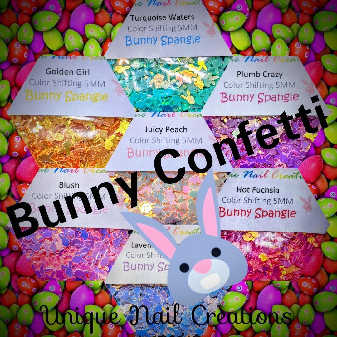 BUNNY NAIL CONFETTI~GLITTER~U CHOOSE~Nail•Acrylic•Gel•Body•Face•Festival•Crafts