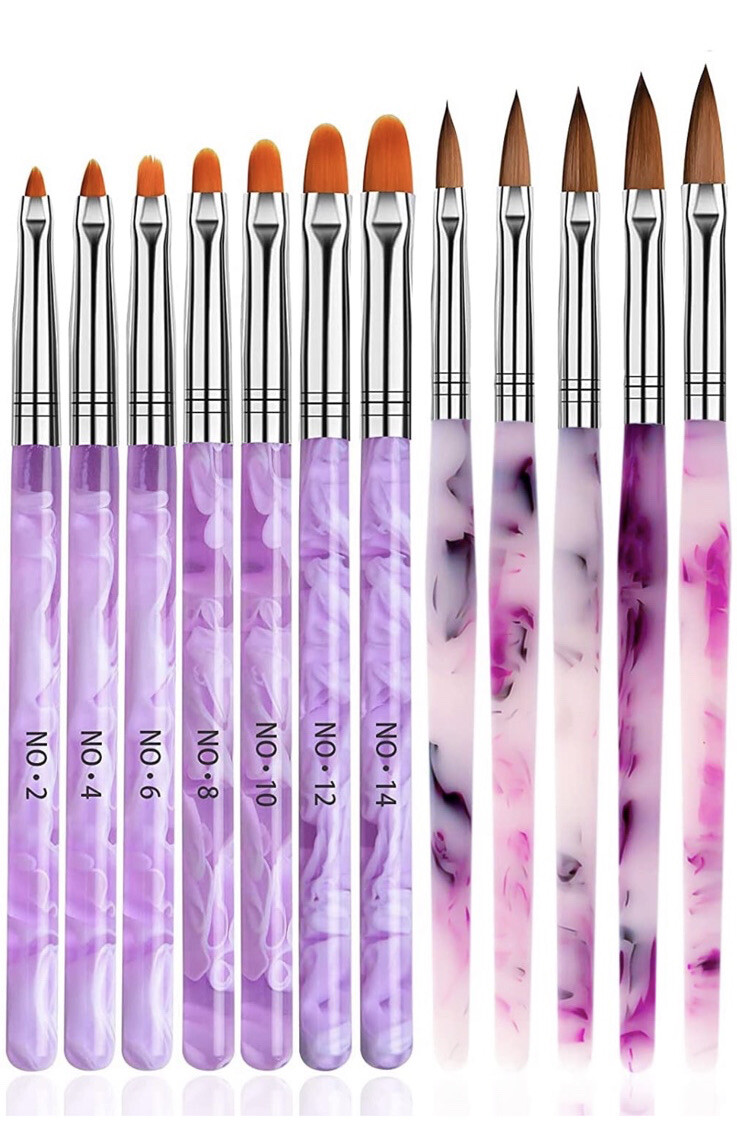 12 piece arcylic brush set nails art manicure salon set