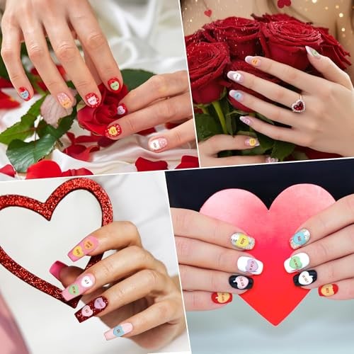 Valentine’s Day Mean Conversation Heart Nail Sticker – 8 Sheets Colorful