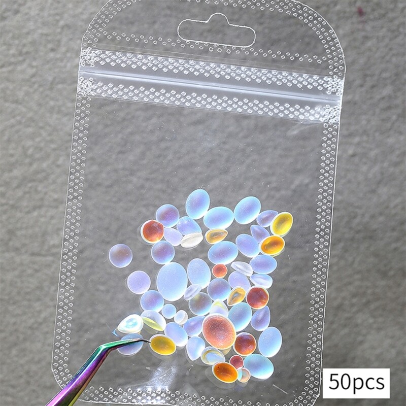 50pcs Cats Eye Matte Gems Nail Charm Elevating Your Nail Art Creation for Women