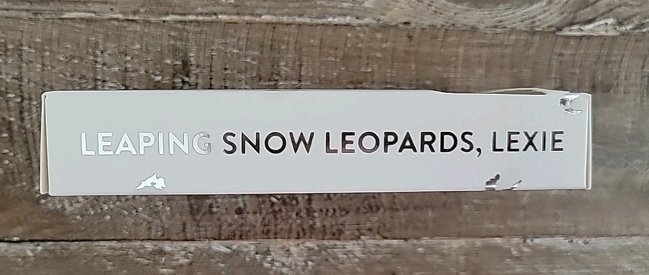 Red Aspen Press On Short Square Gold White Black Leaping Snow Leopards, Lexie