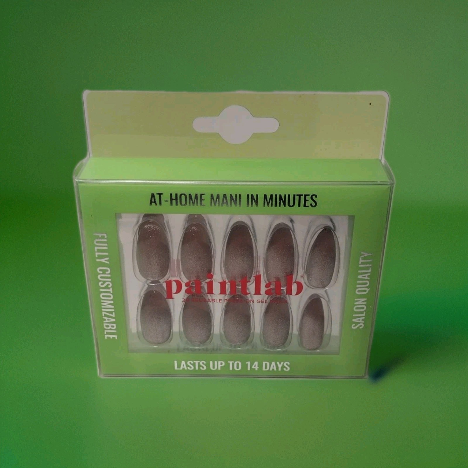 PaintLab 30pc Reusable Long Lasting GEL PRESS ON NAILS Medium Almond ROSE GOLD