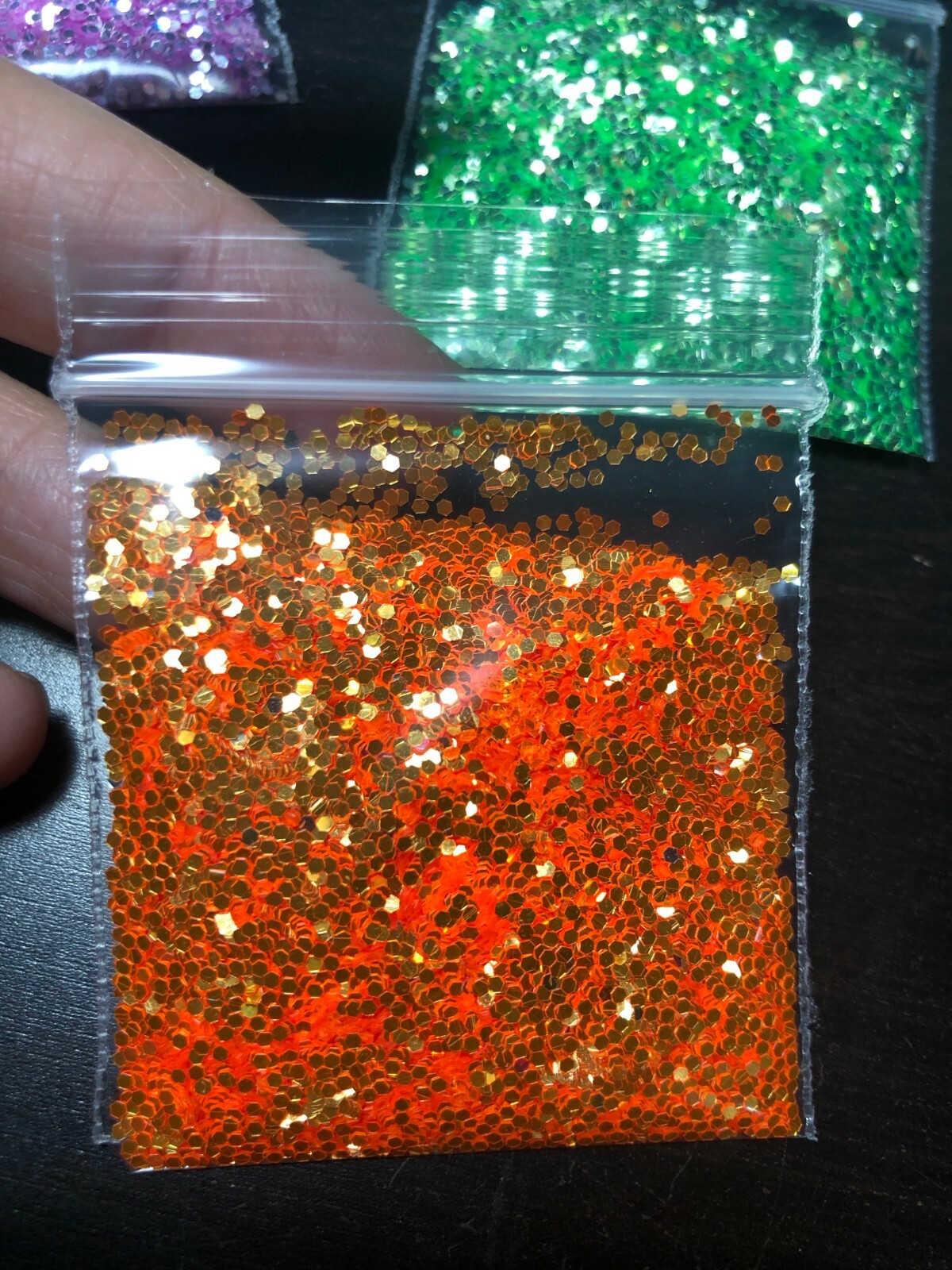 High flash Glitter Hexagon 1mm orange light green pink Nail Art US seller