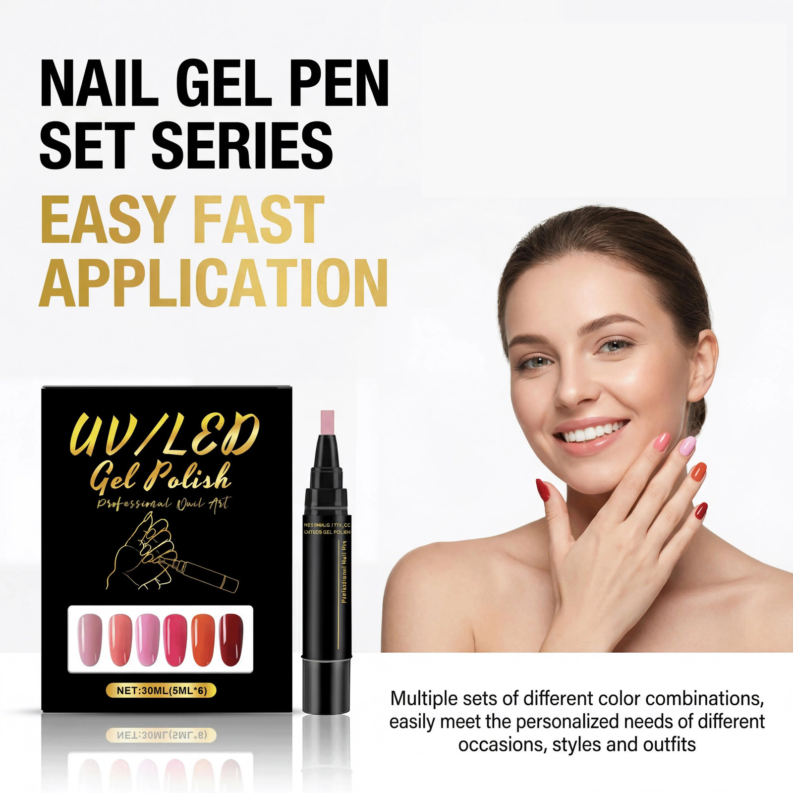 6 Color DIY Nail Art Pens High Pigment Bright Color Quickly Dry Decorate Nails S