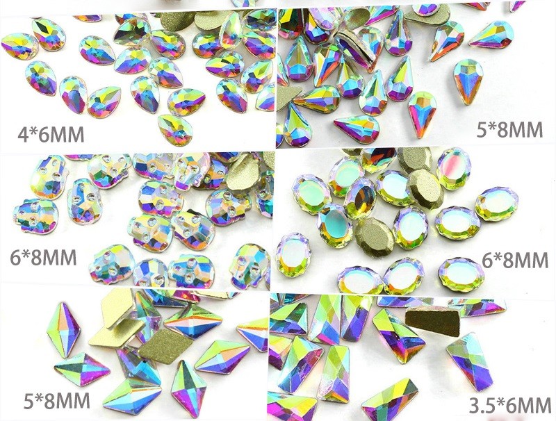 20 50 100pcs Crystal AB Nail Art Rhinestones FlatBack Glitter Gems Nails Decor